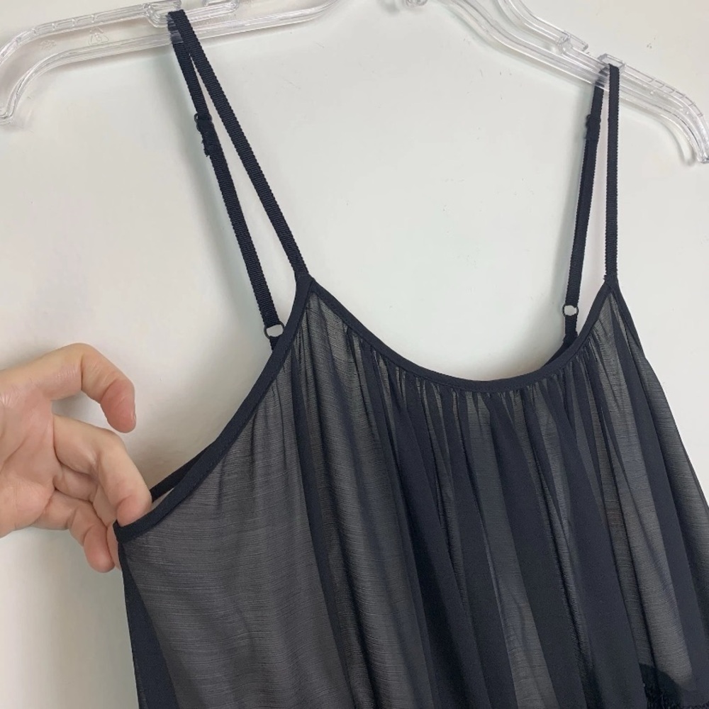 Alice + Olivia Dejas‎ Chiffon Lace Midi Slip Dress in Black Size S - Picture 5 of 16